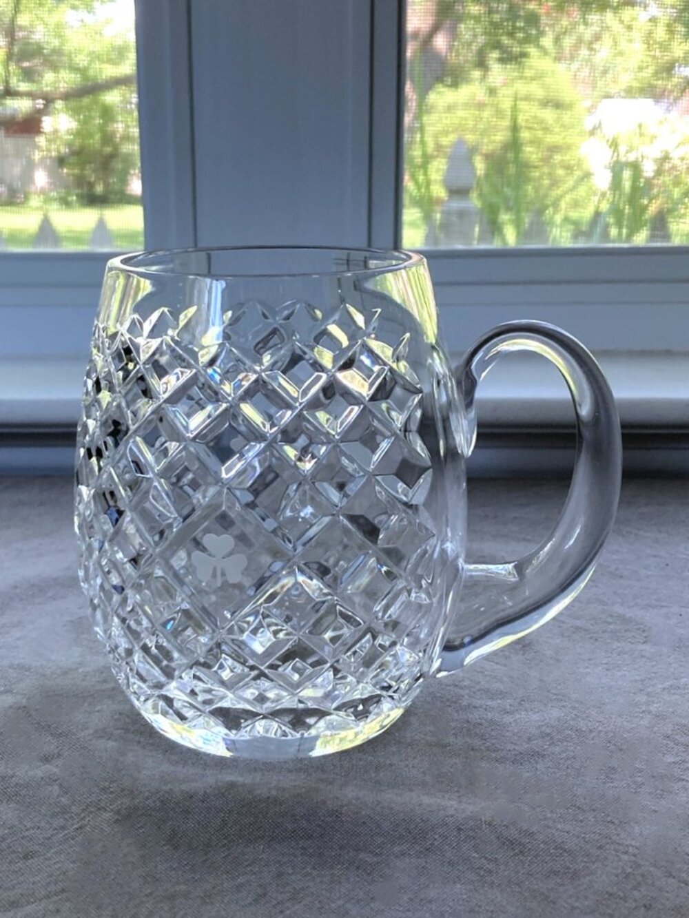 Galway LEAH Crystal Beer Tankard, Mug, Ireland, Etched Shamrocks, HARD TO FIND!